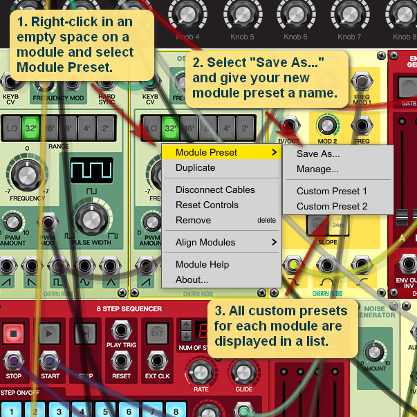 Custom module presets tip.