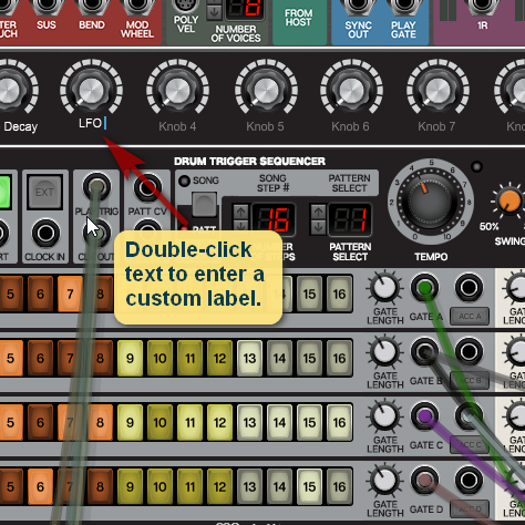 Double-click to customize knob text.