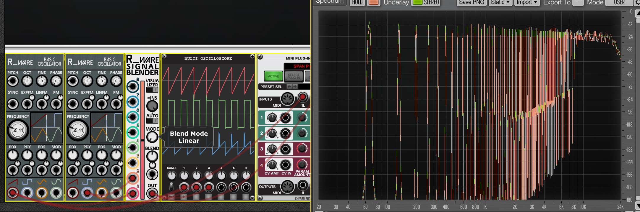 Linear interpolation between two bandlimited signals