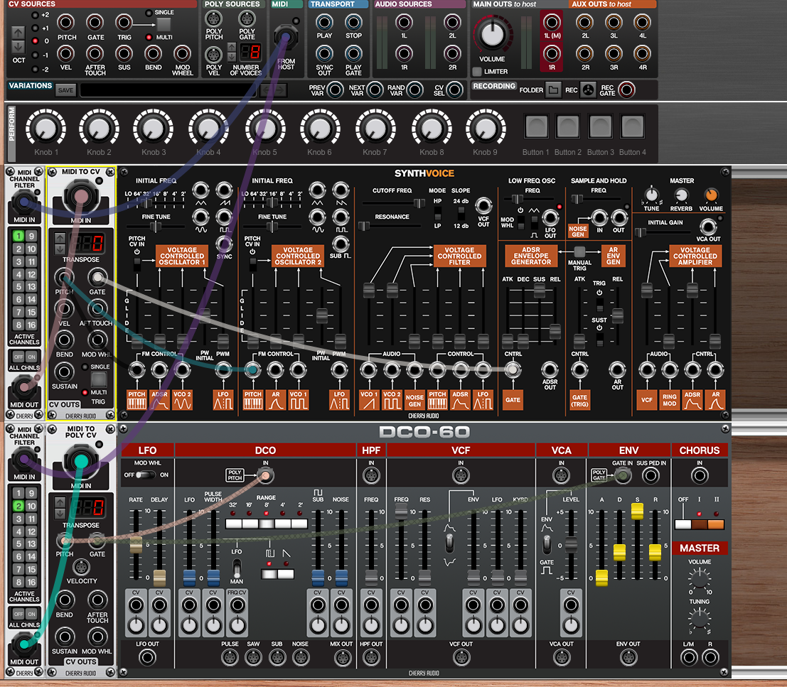 MIDI to DCO-60 and Synthvoice.